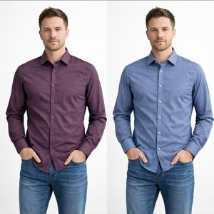 SAND Copenhagen Button-Down Shirts Size 45 Modern Slim Fit EU Luxury Lot Of 2
